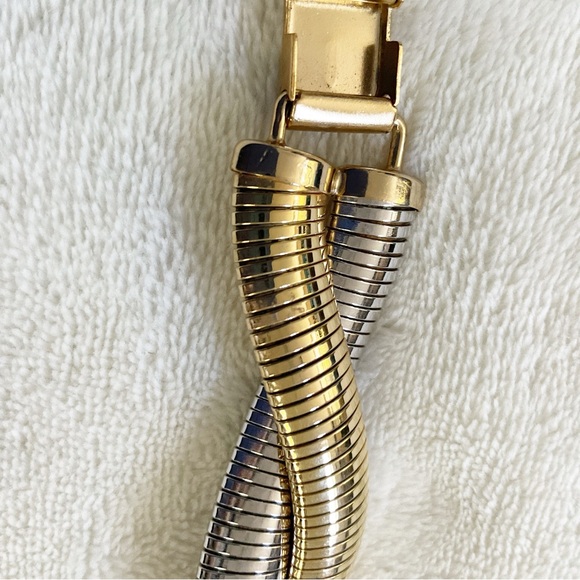 Vintage 60s/70s Napier Snake Chain Twist Two-Tone Stretch Bracelet Gold Silver - Picture 10 of 12